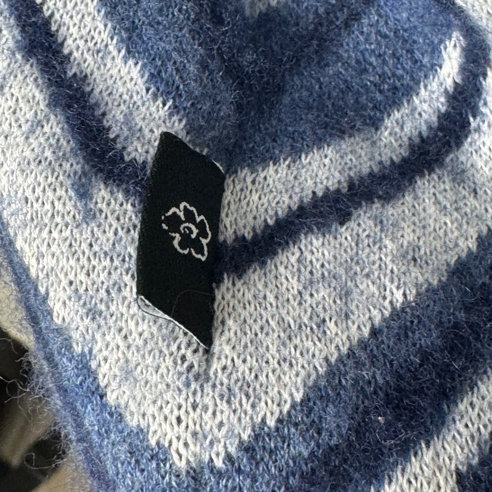 Ted Baker Sweater Men 3 Blue Wavy Zebra Print Wool Yak Blend Warfe Pullover - Picture 4 of 7